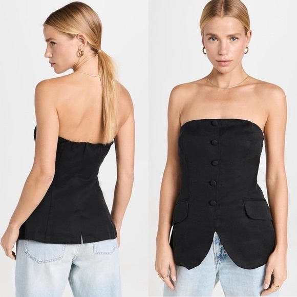 Reformation Tonya Top in Black Size 2 Strapless Tube Top vest top blazer - Picture 4 of 10